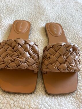 Marc Fisher Braided Slide Mules in Tan